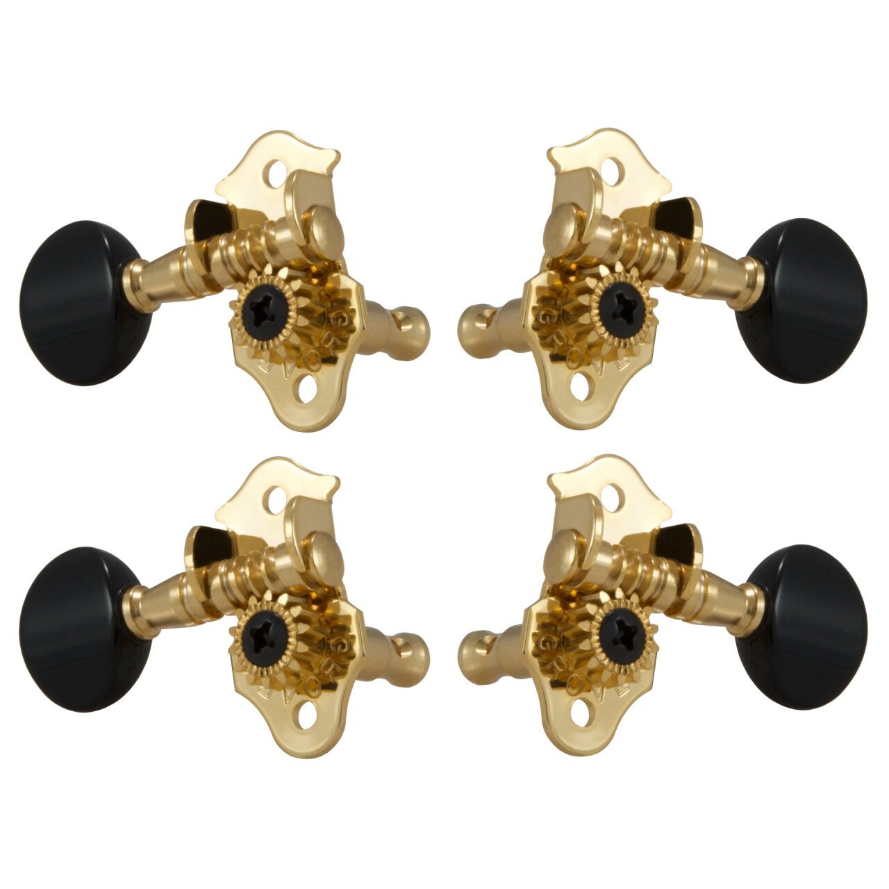 9GB Sta-Tite Geared Ukulele Pegs with Black Button - 4 pcs. - Gold
