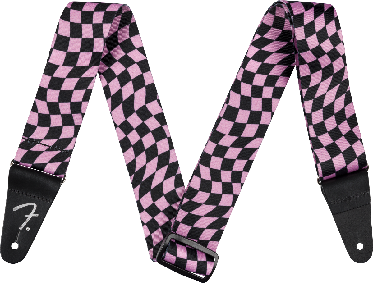 Wavy Checkerboard Poly Strap Pink