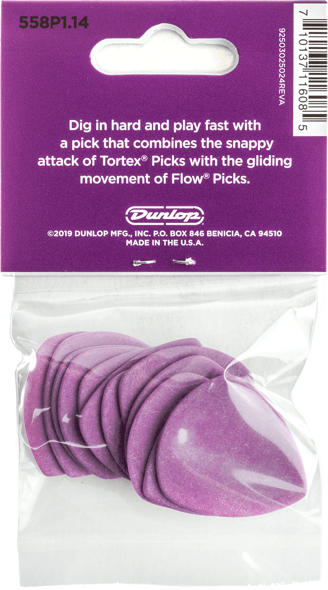 Tortex Flow Standard Picks, Player's Pack, 12 pcs., purple, 1.14 mm 