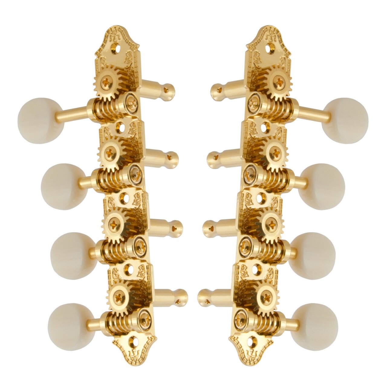 409FVGW Professional Mandolin Machines with White Button - Mandolin Machine Heads, Vintage 4 + 4, fo