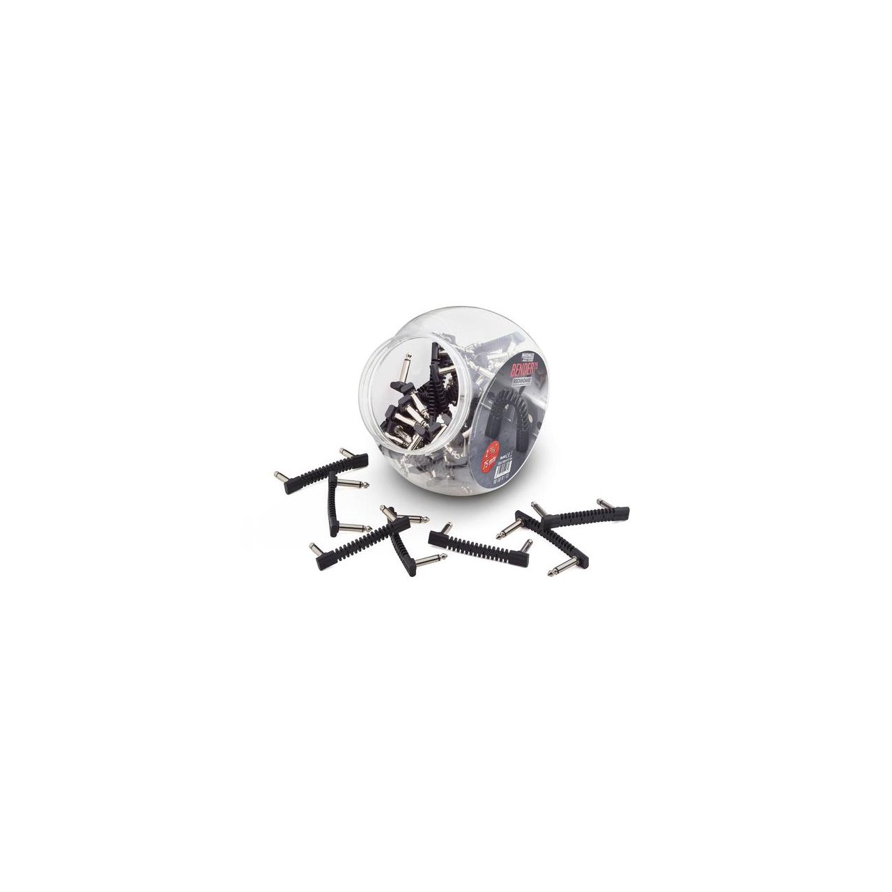 RockBoard Bender75 Flat Patch Connector Black, 7,5 cm / 2 15/16", Bowl with 50 pcs.  