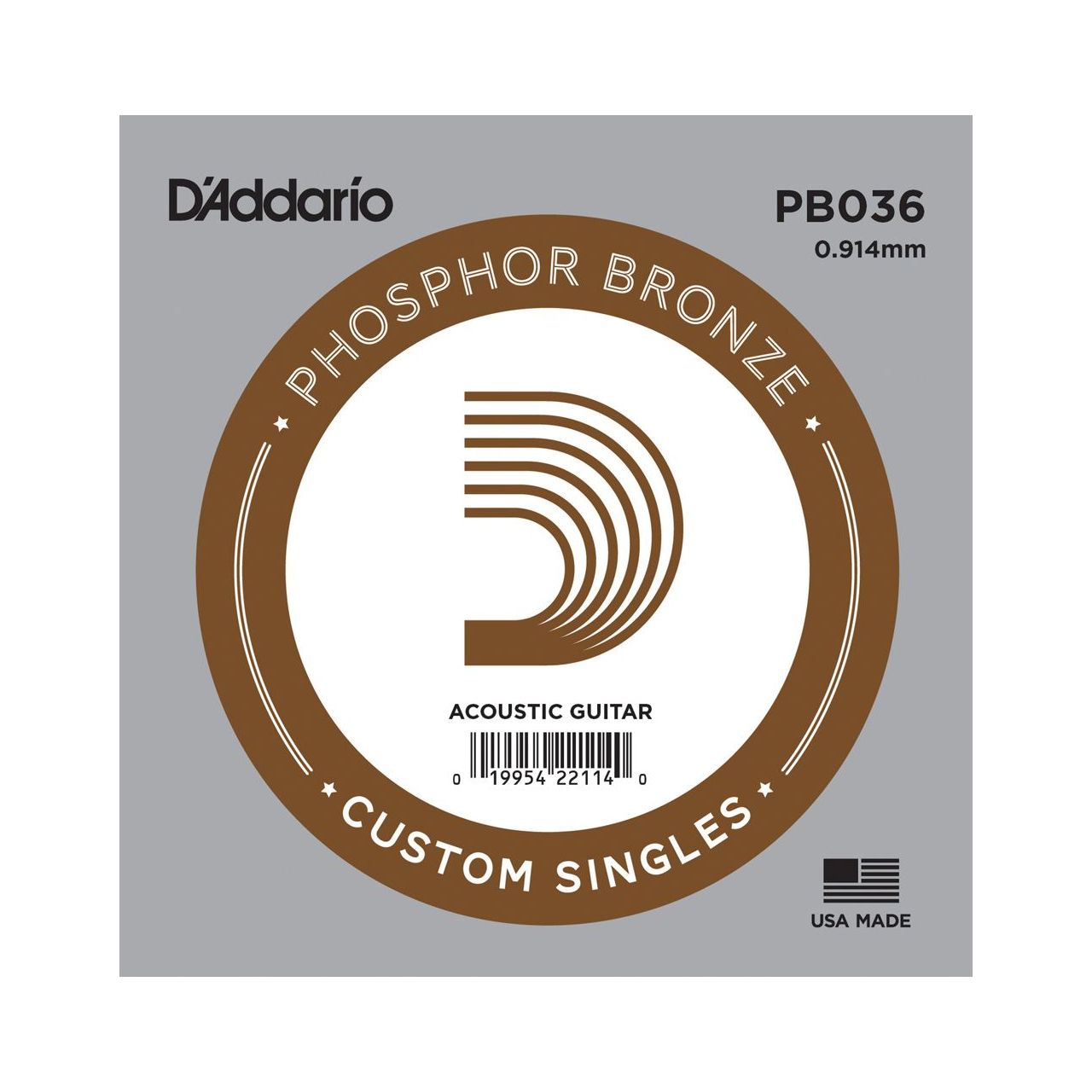 PB036 Einzelsaite für Akustikgitarre, mit Phosphorbronze umsponnen, .036