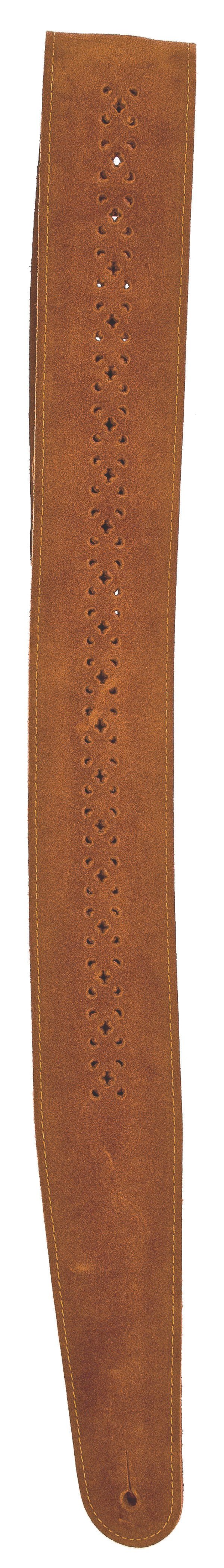 Vented Leather Strap - Camel Suede Rosette