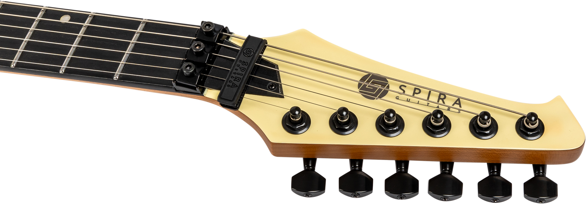 Headstock der Spira V-420 mit schwarzen Locking-Tunern
