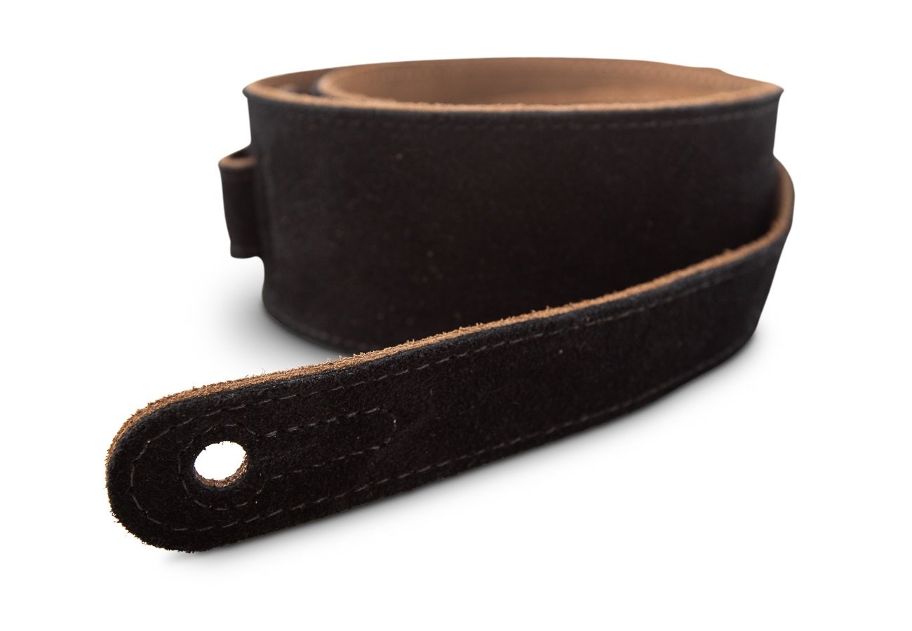 Embroidered Suede Guitar Strap Black