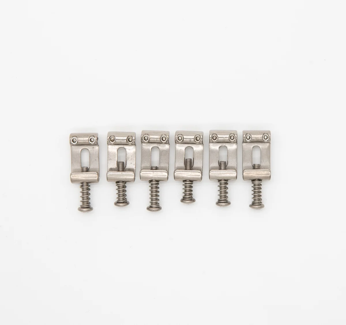 Gitarrenstegreiter, Metall, Silberfarben, Einstellschrauben, 6er-Set