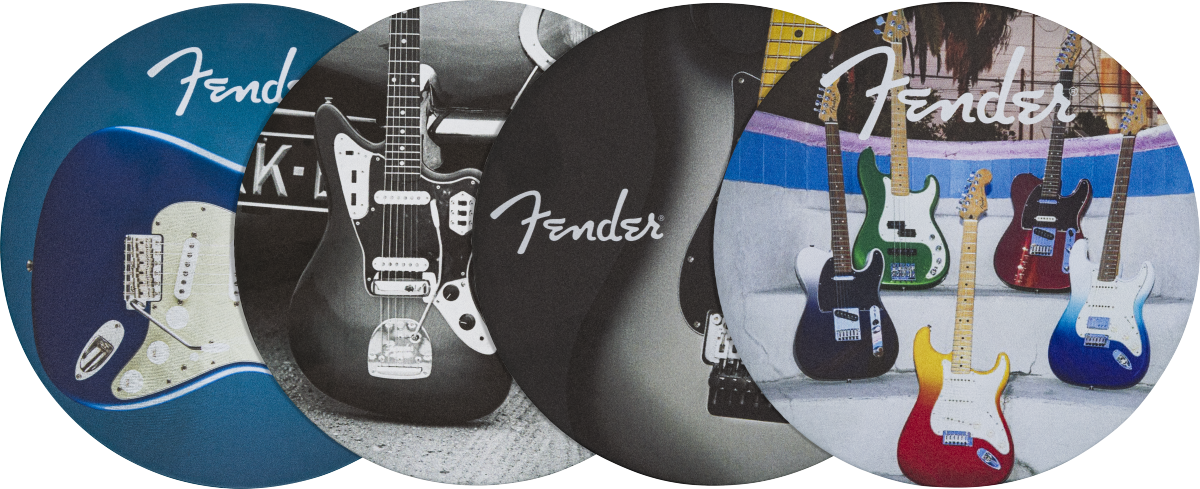Guitars Coasters, 4-Pack, Multi-Color Leather
