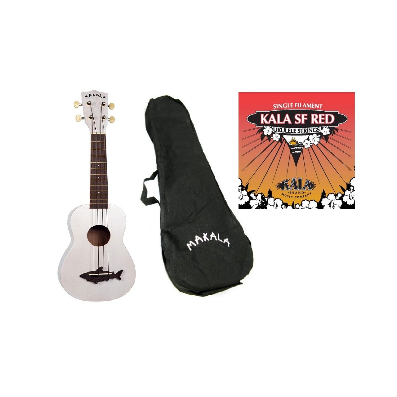 KALA Makala Dolphin Pearl White Sopran-Ukulele (inkl. Tasche und zusätzl. KALA-Saitensatz)