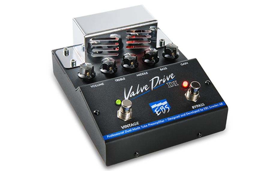 Gitarren-Effektpedal, Röhrenvorverstärker, Metallgehäuse, schwarz-silber, Drehregler