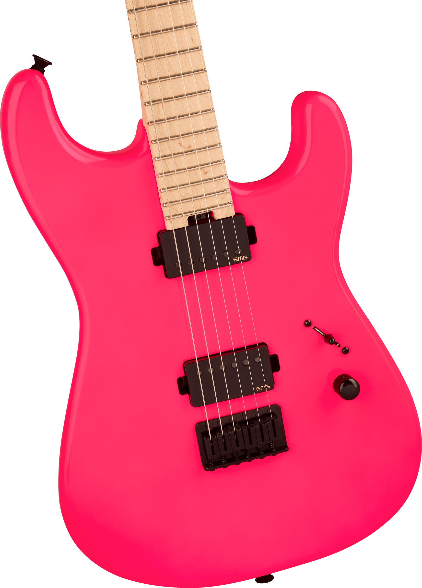 Kopfplatte der Charvel Sean Long mit Locking Tuners und Logo
