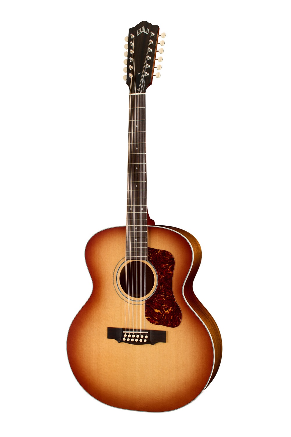 Akustikgitarre, Zwölfsaiter, Sunburst-Lackierung, Holzkorpus, Schlagbrett