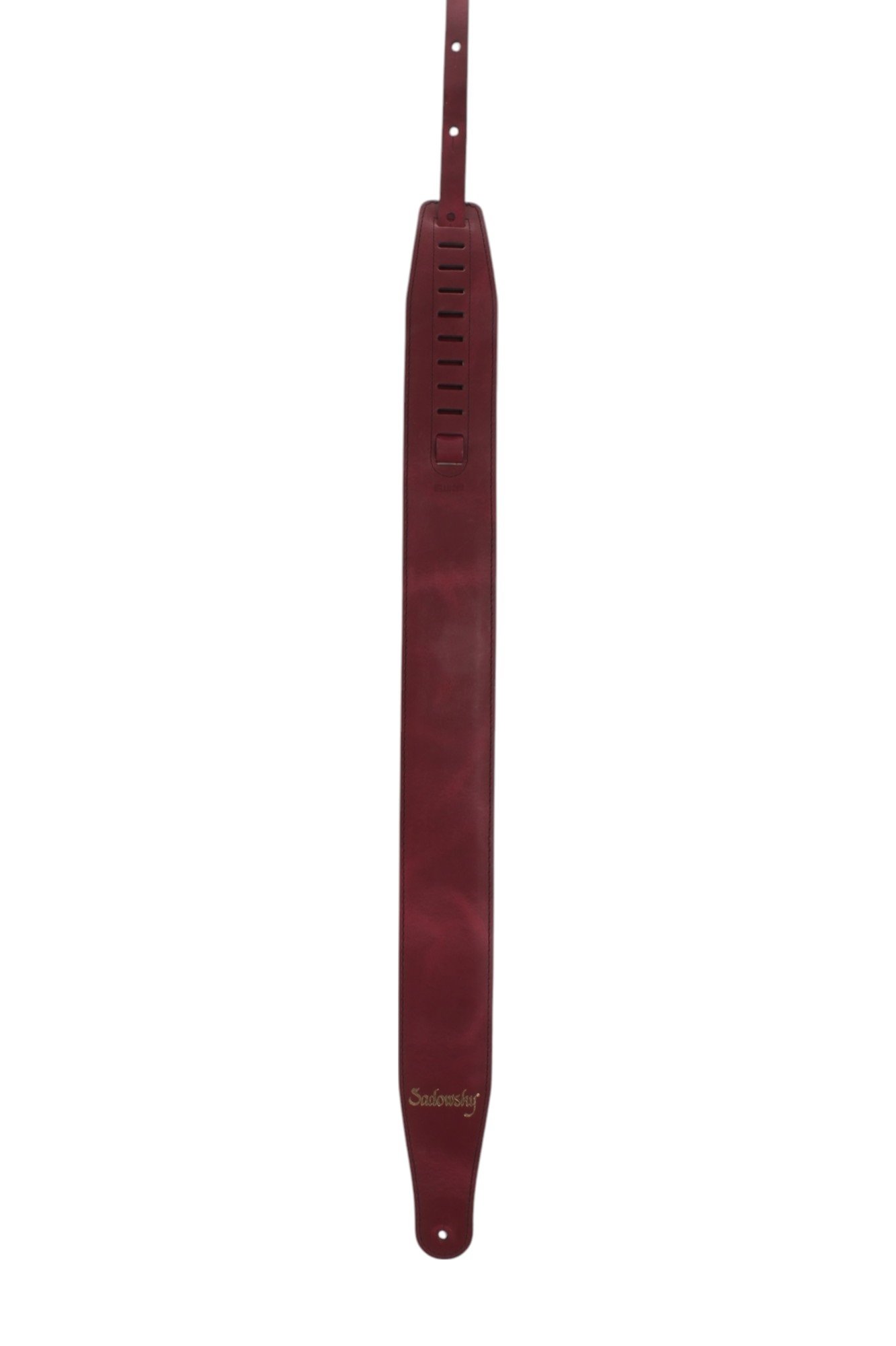 Metronline Genuine Leather Bass Strap, Majestic Red (Gold Embossing)