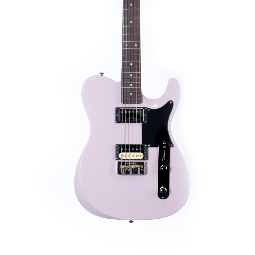 E-Gitarre, Lila Korpus, Massivholzkorpus, Zwei Humbucker, Schwarzes Schlagbrett
