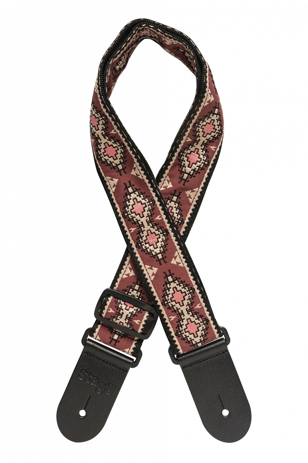 Gitarrengurt aus gewebtem Nylon, Rautenmuster, rot