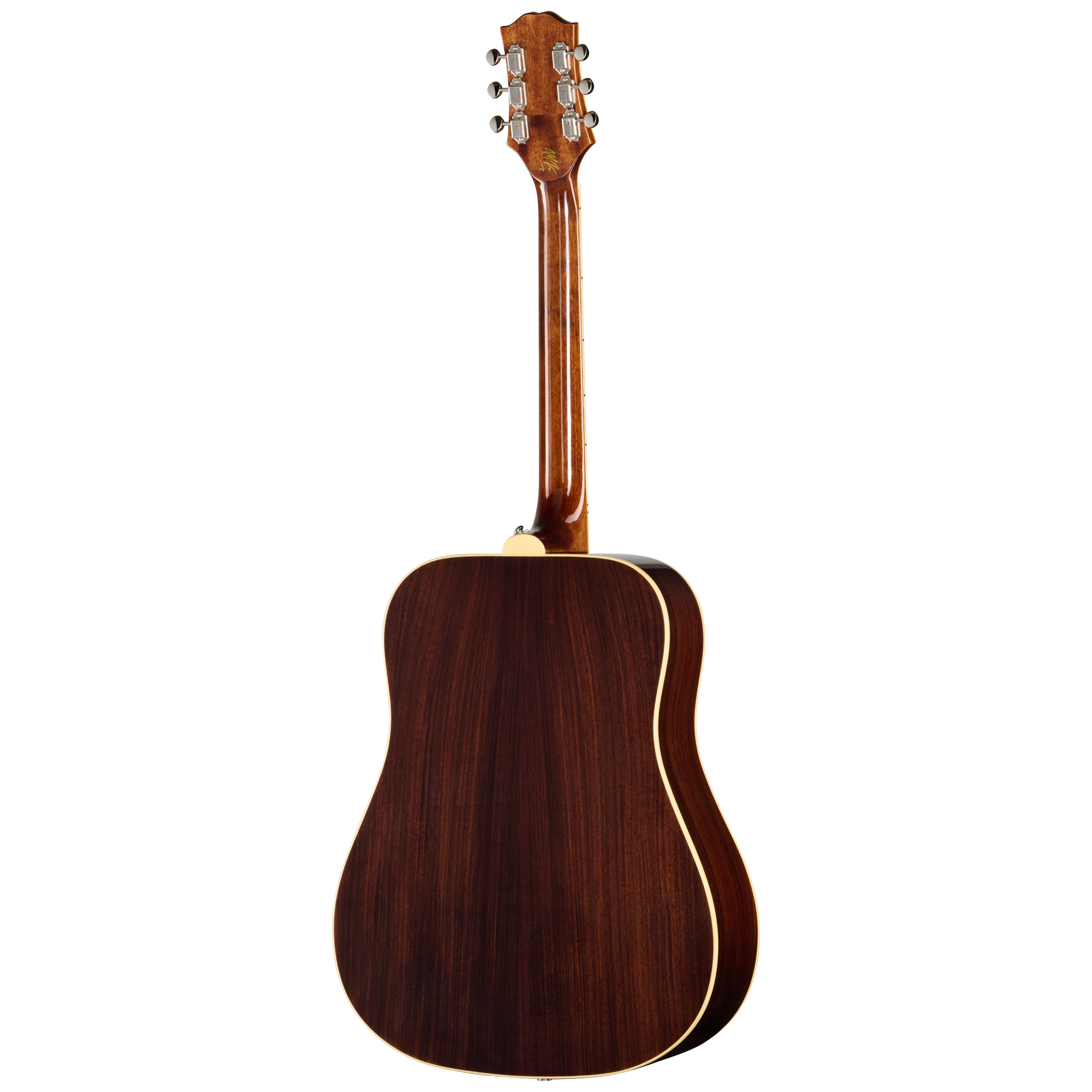 Akustikgitarre, Dreadnought-Korpus, dunkles Holz, Cremefarbenes Binding, Sechs Saiten