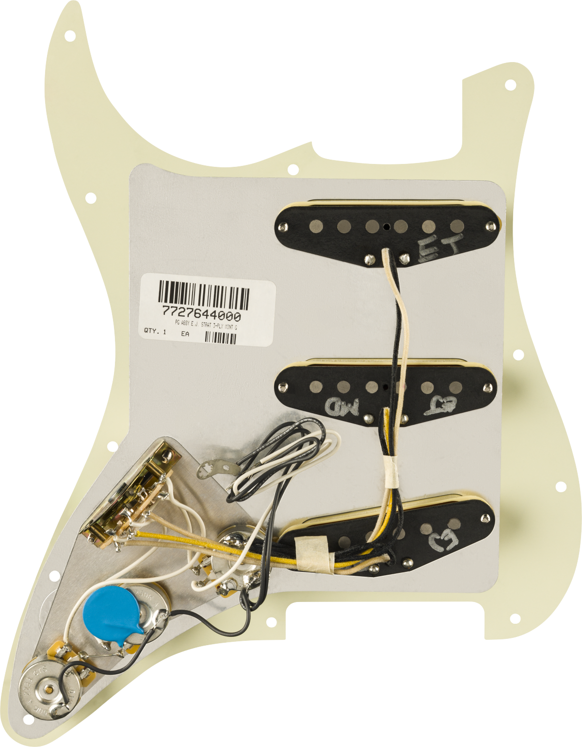 Pre-Wired Strat Pickguard Eric Johnson Signature Mint Green 11 Hole PG