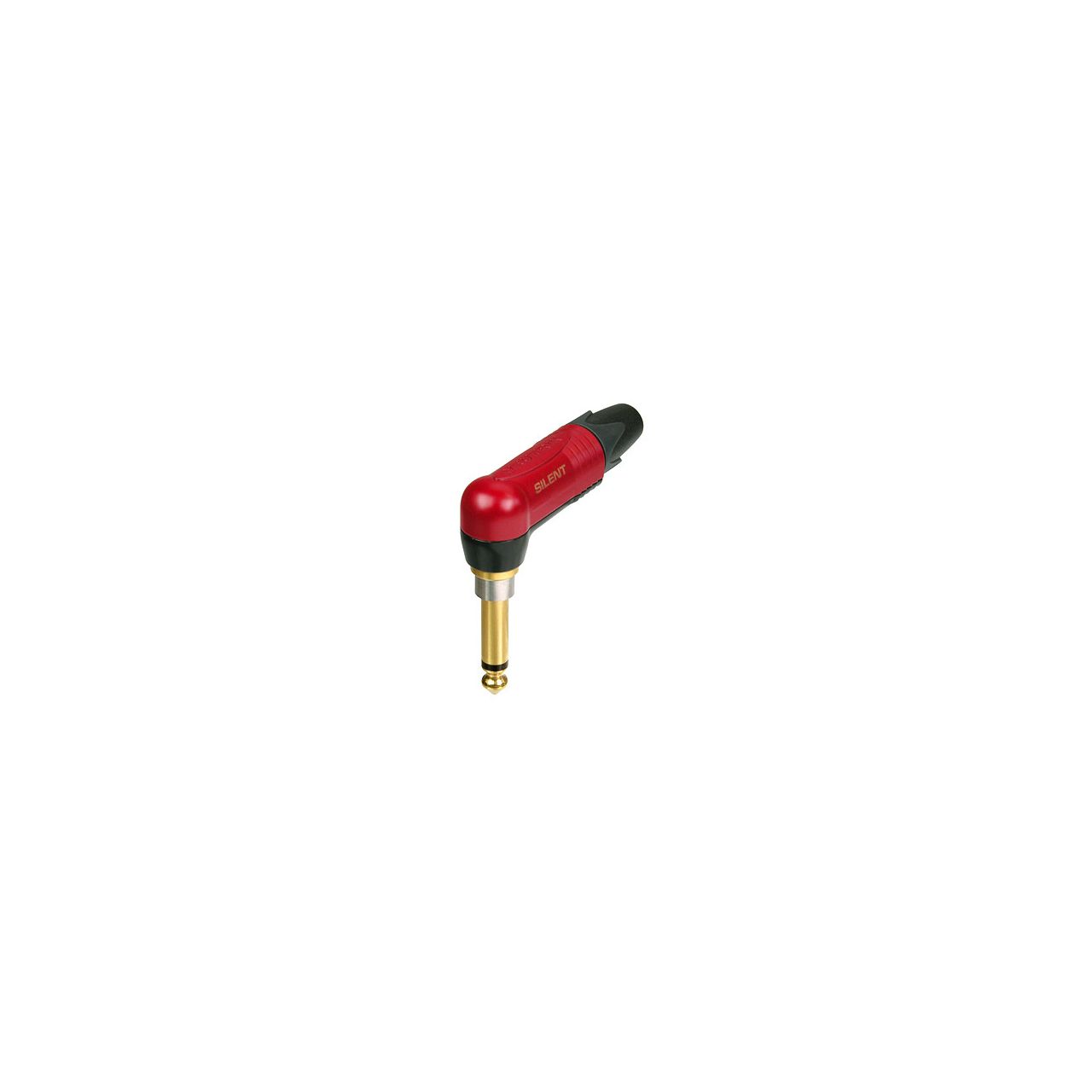 NP2RX-AU-SILENT - 6,3mm Mono-Klinkenstecker, rechtwinklig, vergoldete Kontakte, rote Beschichtung