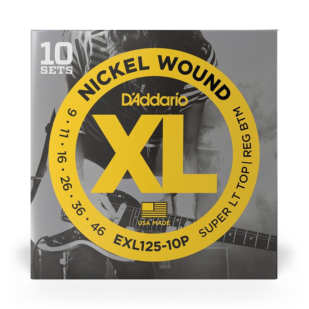EXL125-10P Saiten für E-Gitarre, Super Light Top/Regular Bottom, 9-42, 10 Sätze