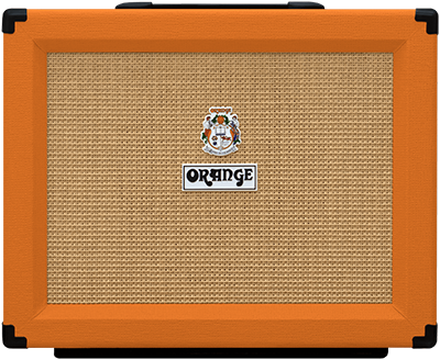 Gitarrenverstärker, Orangefarben, Lautsprecherbox, Wabengitter, Orange-Logo