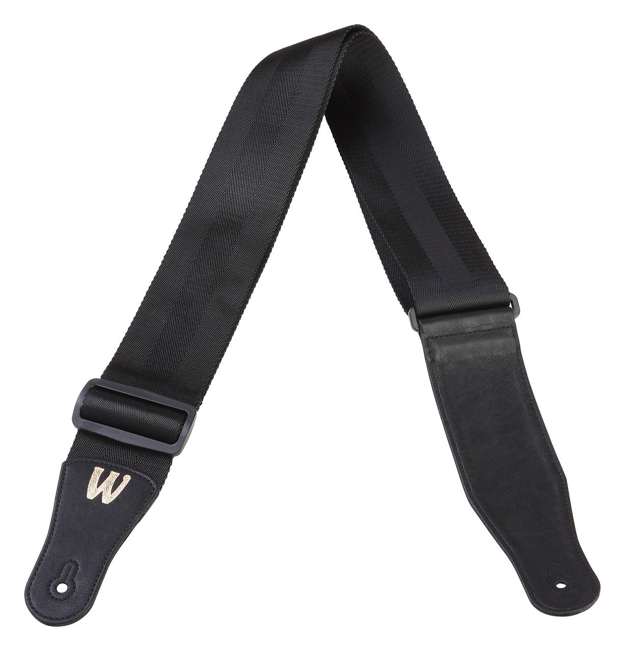 Nylon Bass Strap - Black, Gold Embossing
