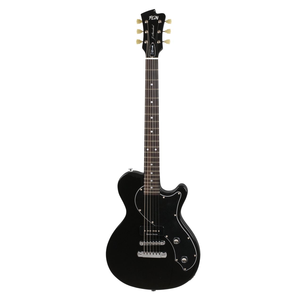 J-Standard Flame Flat Top P-90 Black - E-Gitarre