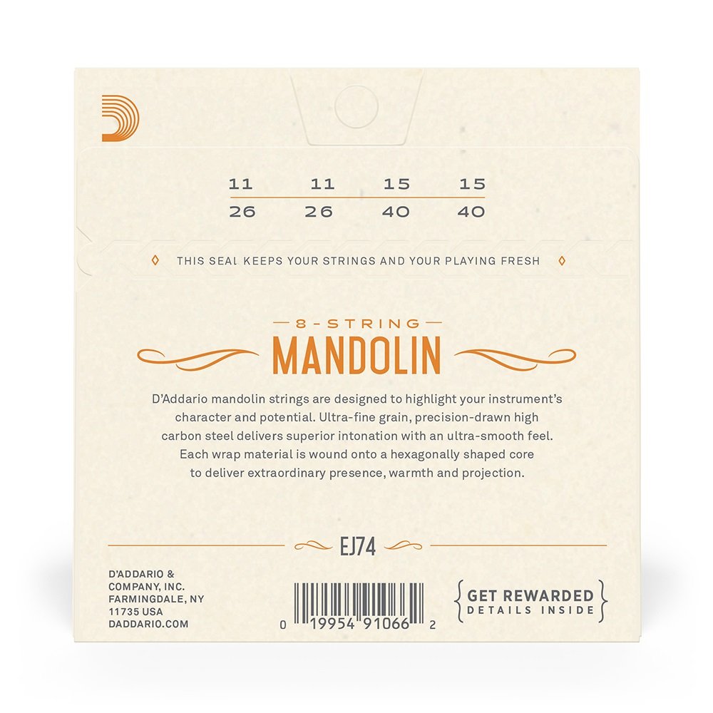 EJ74 Mandolin Strings, Phosphor Bronze, Medium, 11-40