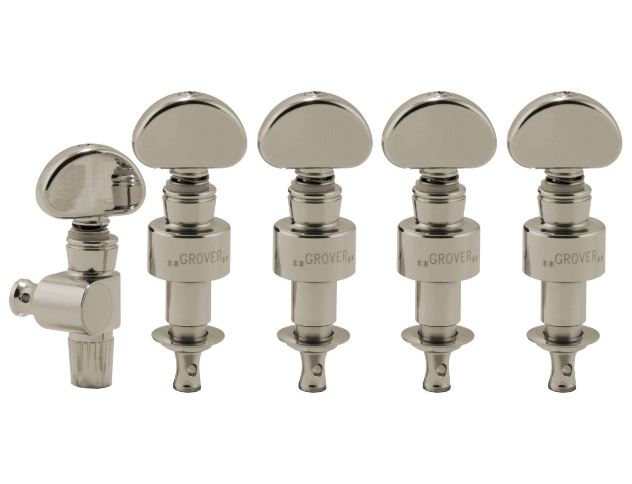121N5 Geared Banjo Pegs with Metal Button - 5 pcs. - Nickel