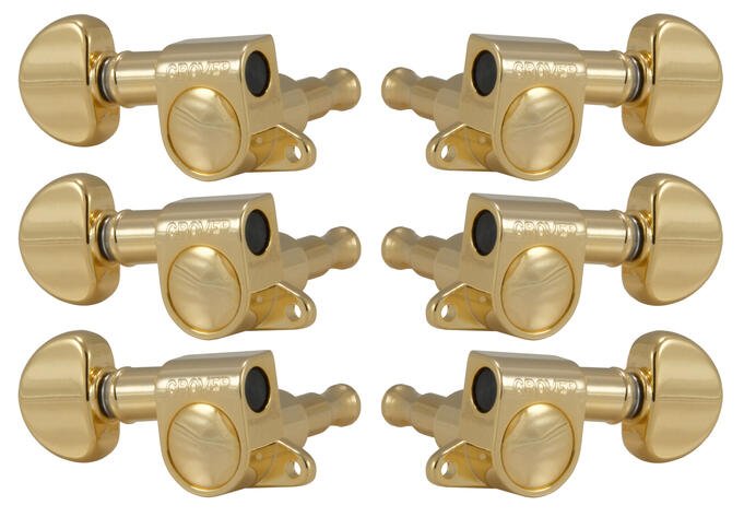 205G Mini Rotomatics with Round Button - Guitar Machine Heads, 3 + 3 - Gold