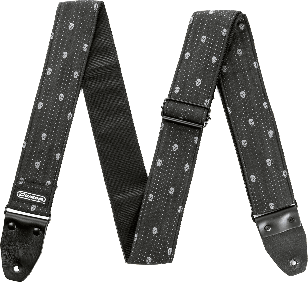 D6707 Gitarrengurt Jacquard - Grey Skull