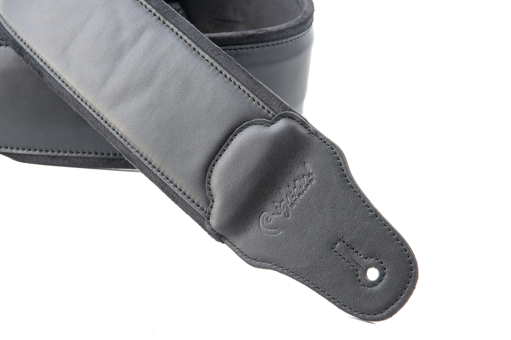 Smooth Black Leather Bass Strap