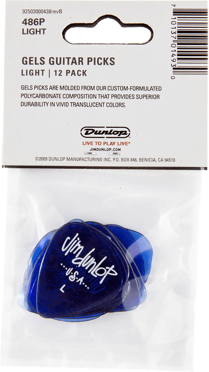 Gels Standard Picks, Player's Pack, 12 pcs., blue, light