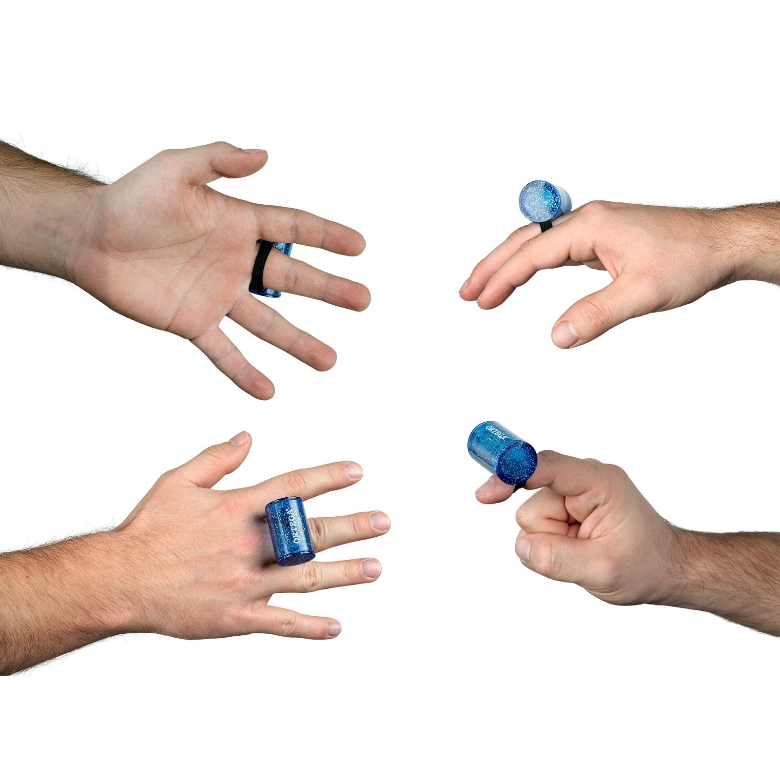 PVC Finger Shaker Blue / Silver Sparkle