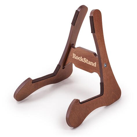 RS WO 20801 Wood A-Frame Gitarrenständer für Akustik Gitarre & Bass Dark Brown