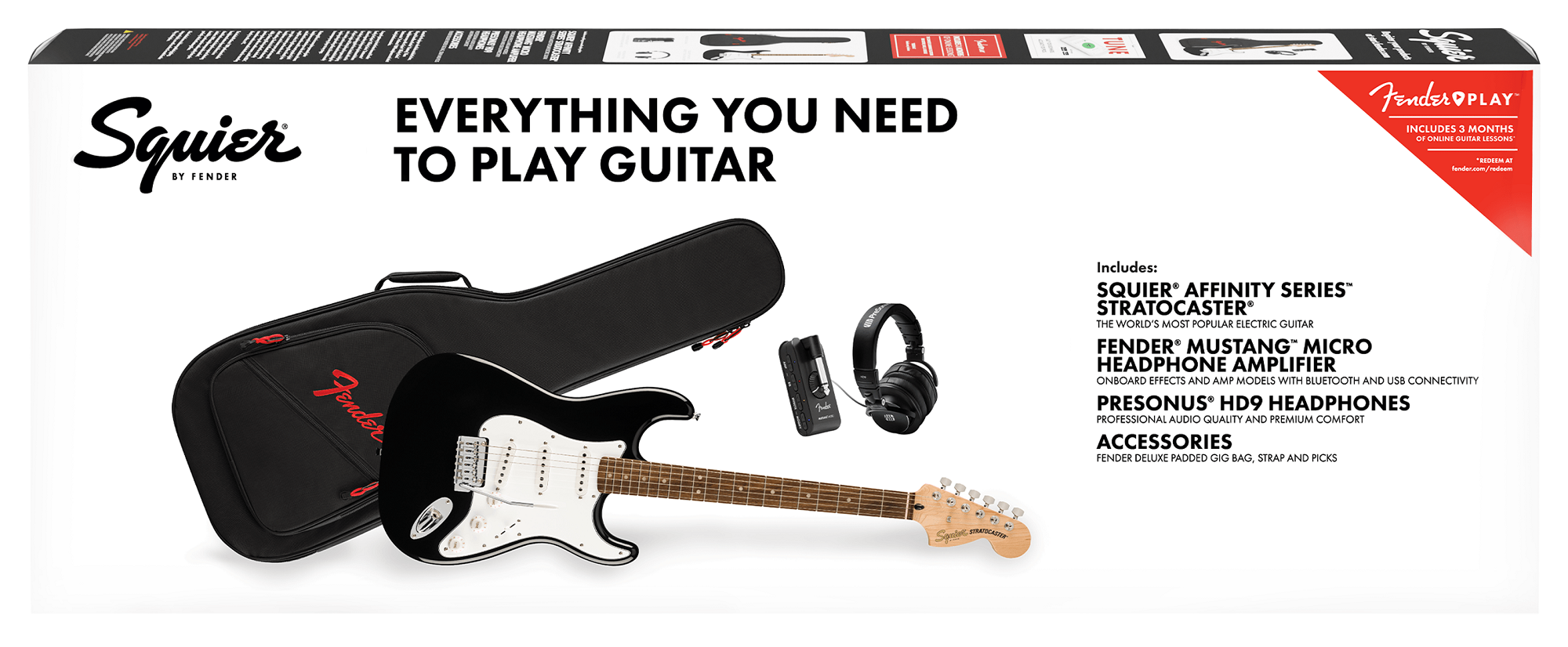 Squier AffinitySeries Stratocaster Mustang Micro Pack