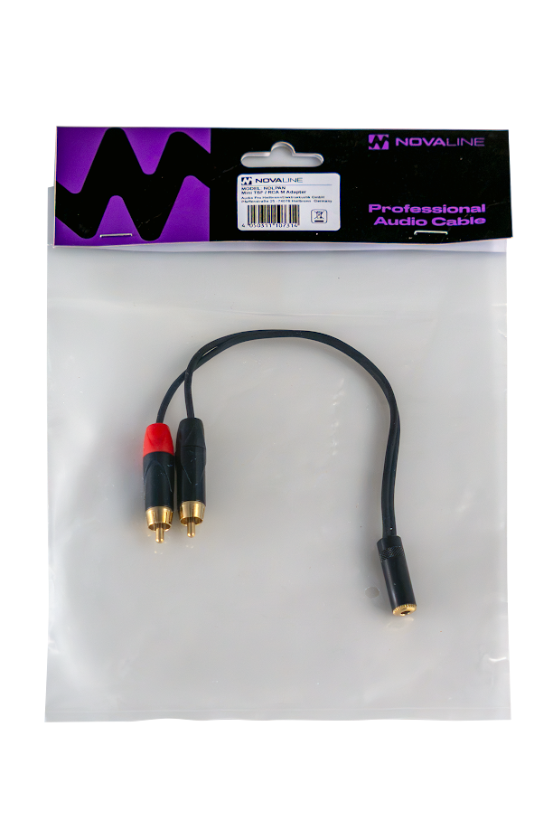 Audio-Adapterkabel, Y-Kabel, Cinch-Stecker, schwarzes Kabel, vergoldete Stecker