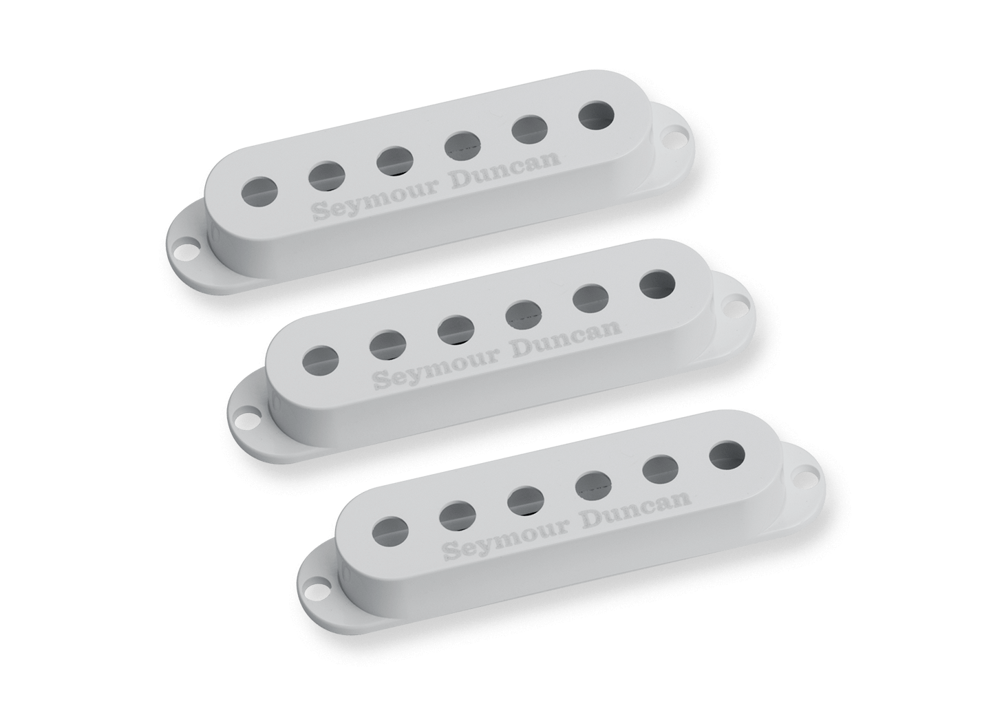 Pickup Cover Set for Strat - White with Logo