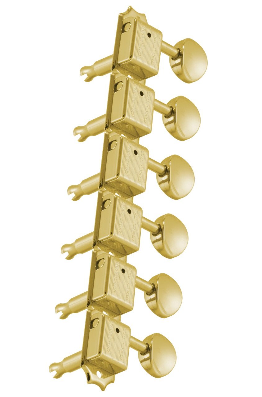 133G6 Deluxe Guitar Machines - Guitar Machine Heads, 6-in-Line, Bass Side (Left) - Gold