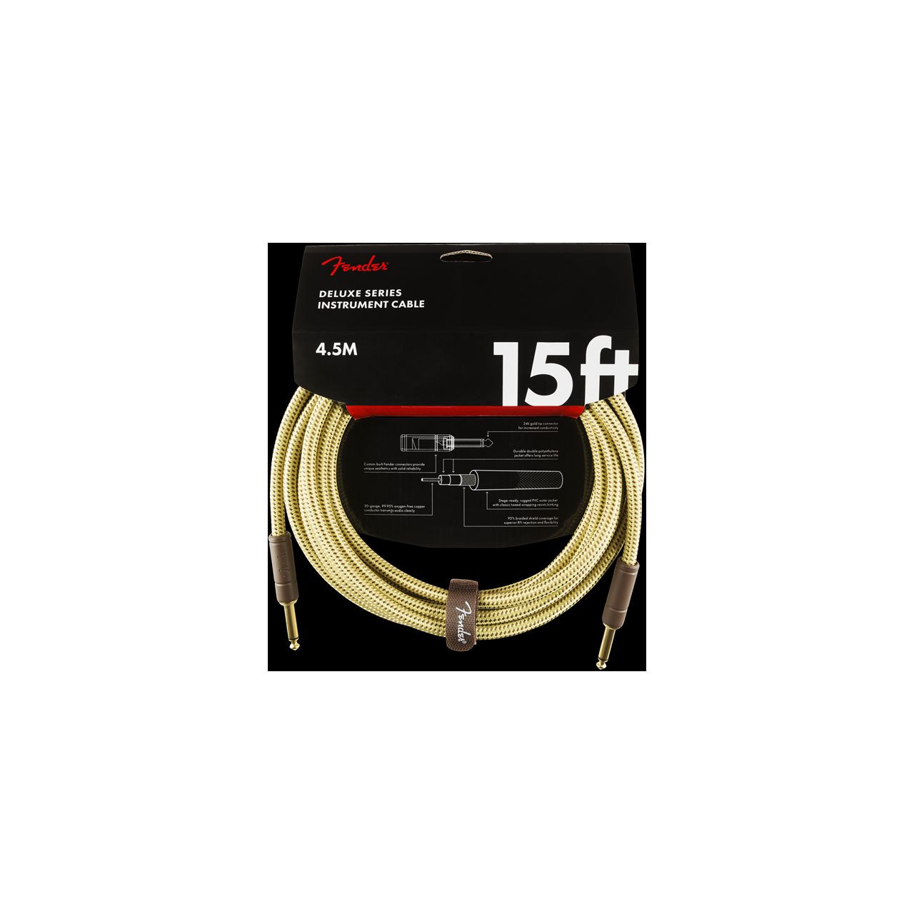 Deluxe Series Instrument Cable, Straight/Straight, 15', Tweed (4,5 m)