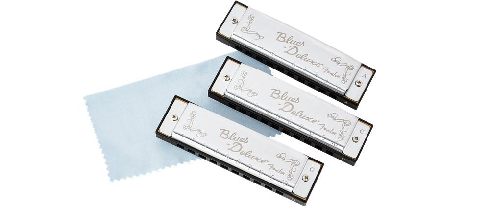 Blues Deluxe Harmonica Pack of 3, with Case C, G und A Keys