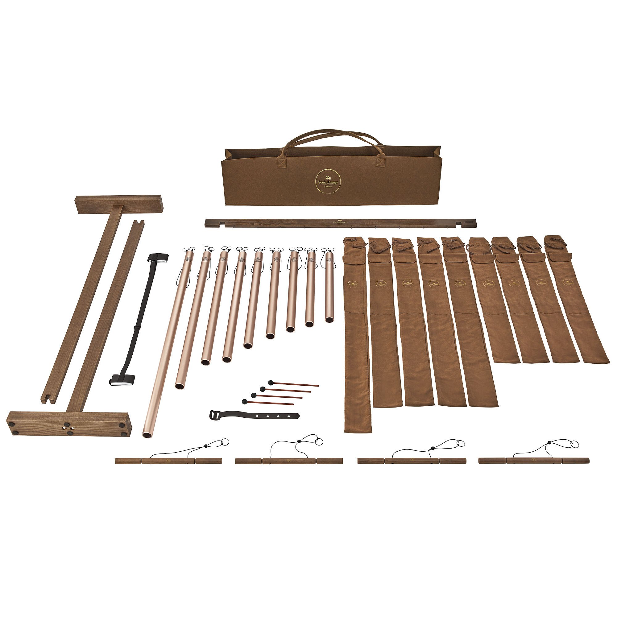 Sound Bath Tube Chime Solfeggio Set, Champagnergold 9 teilig