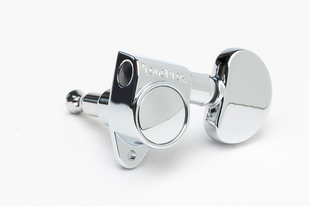 GKB33K Tuner with 20:1 Gear Ratio and "Kidney" Style Button - Guitar Machine Heads, 3 + 3 - Chrome
