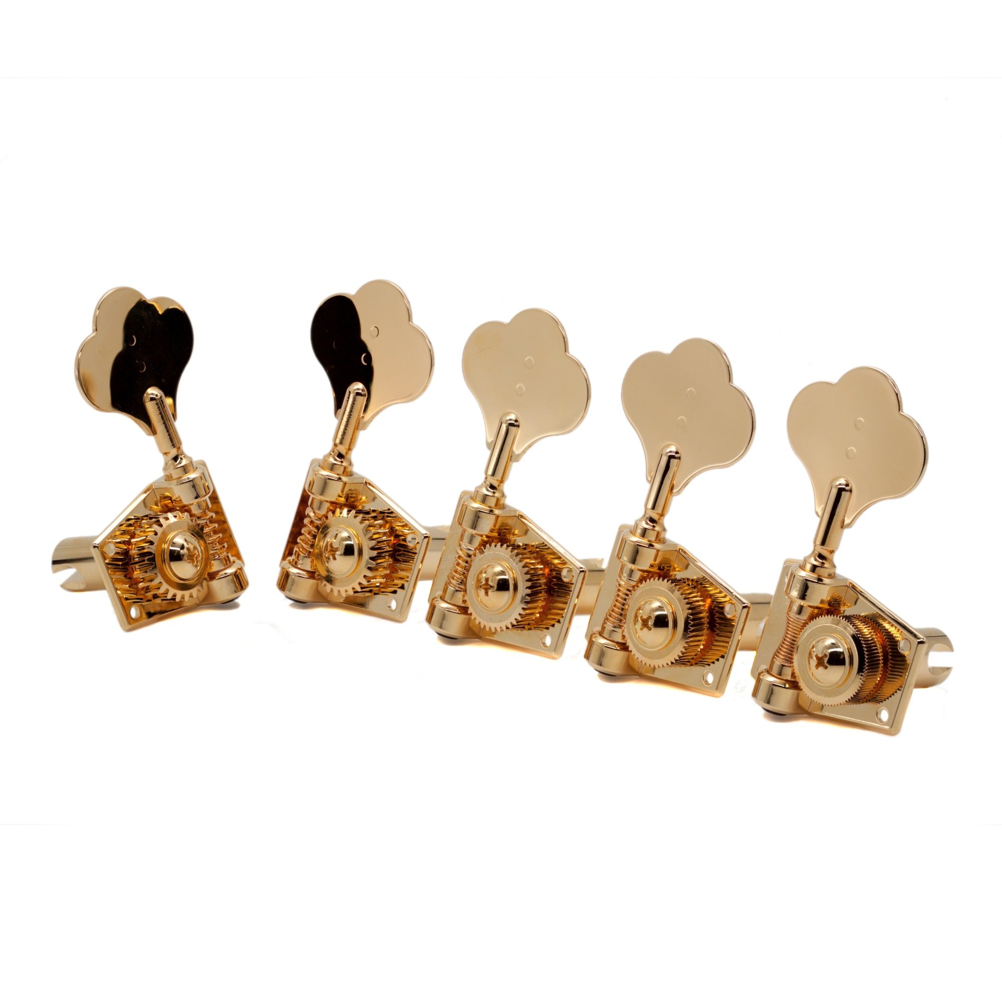 PRB-5411-G0 Ratio Bass Machine Heads, Open Back with Classic Clover Leaf Button - 5-String, 4 + 1 - 