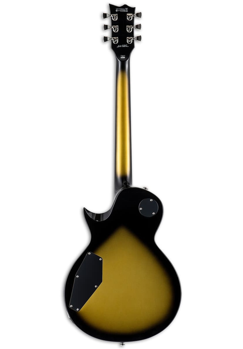 E-Gitarre, Sunburst-Lackierung, Schwarzer Korpus, Goldfarbener Hals, Sechs Saiten