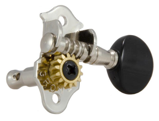 9NB Sta-Tite Geared Ukulele Pegs with Black Button 4 pcs. Nickel