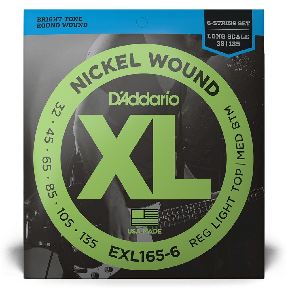 EXL165-6 6-String Nickel Wound Bass Guitar Strings, Custom Light, 32-135, Long Scale