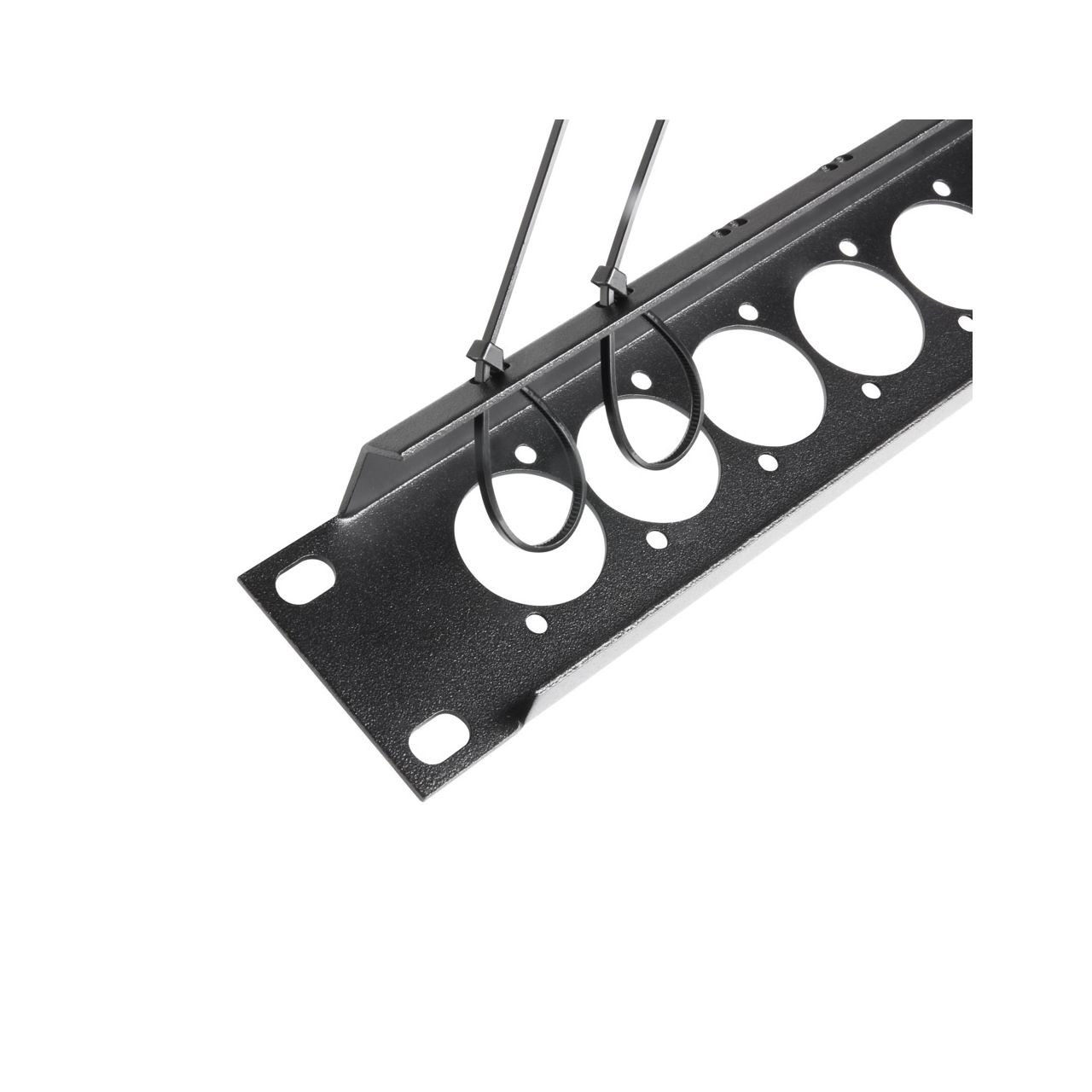 U-Rackblende 1 HE mit Zugentlastung für 16 Buchsen