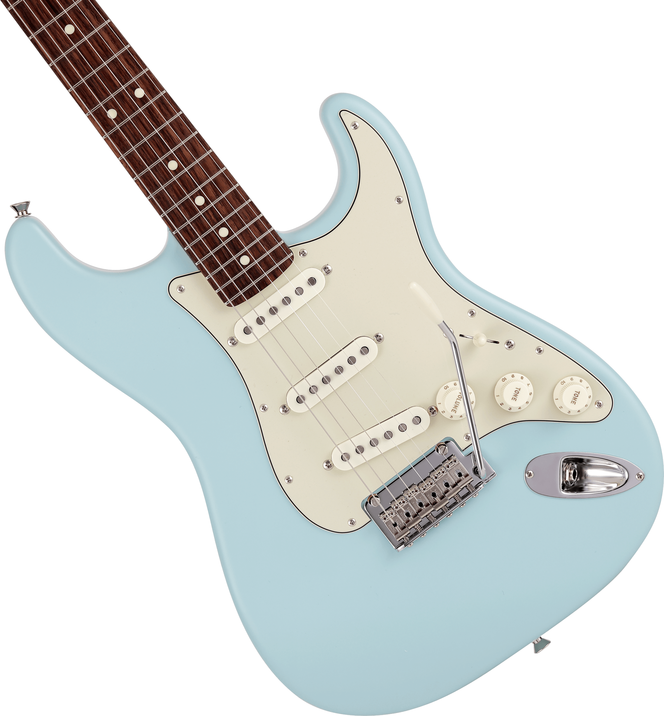 Made in Japan Junior Collection Stratocaster®, Rosewood Fingerboard, Satin Daphne Blue