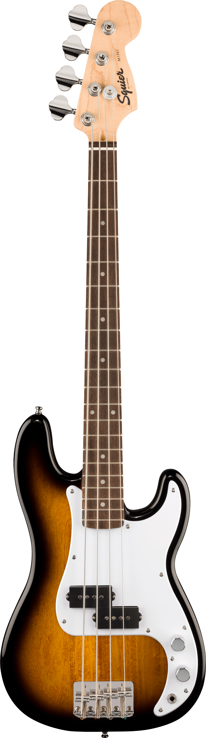 E-Bass, Sunburst-Lackierung, Erlenkorpus, Ahornhals, Pickguard