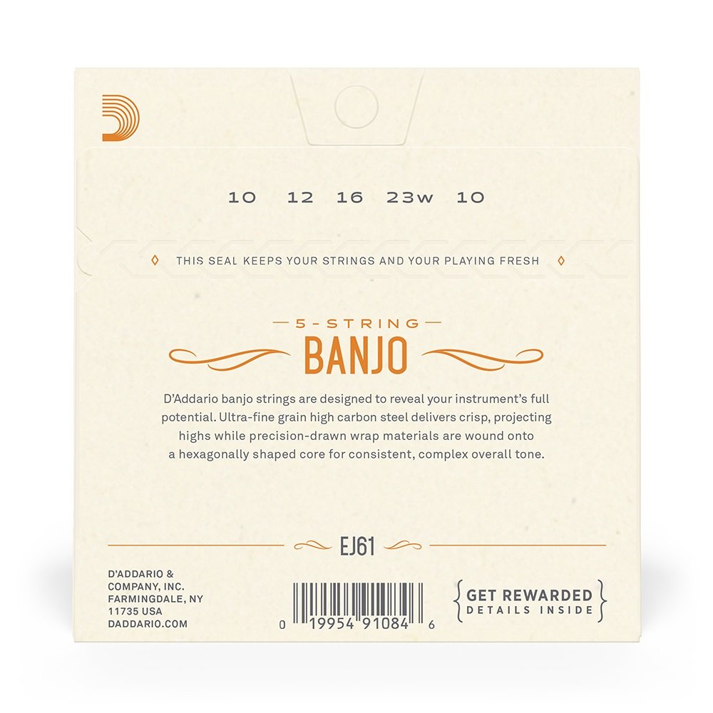 EJ61 5-String Banjo Strings, Nickel, Medium 10-23