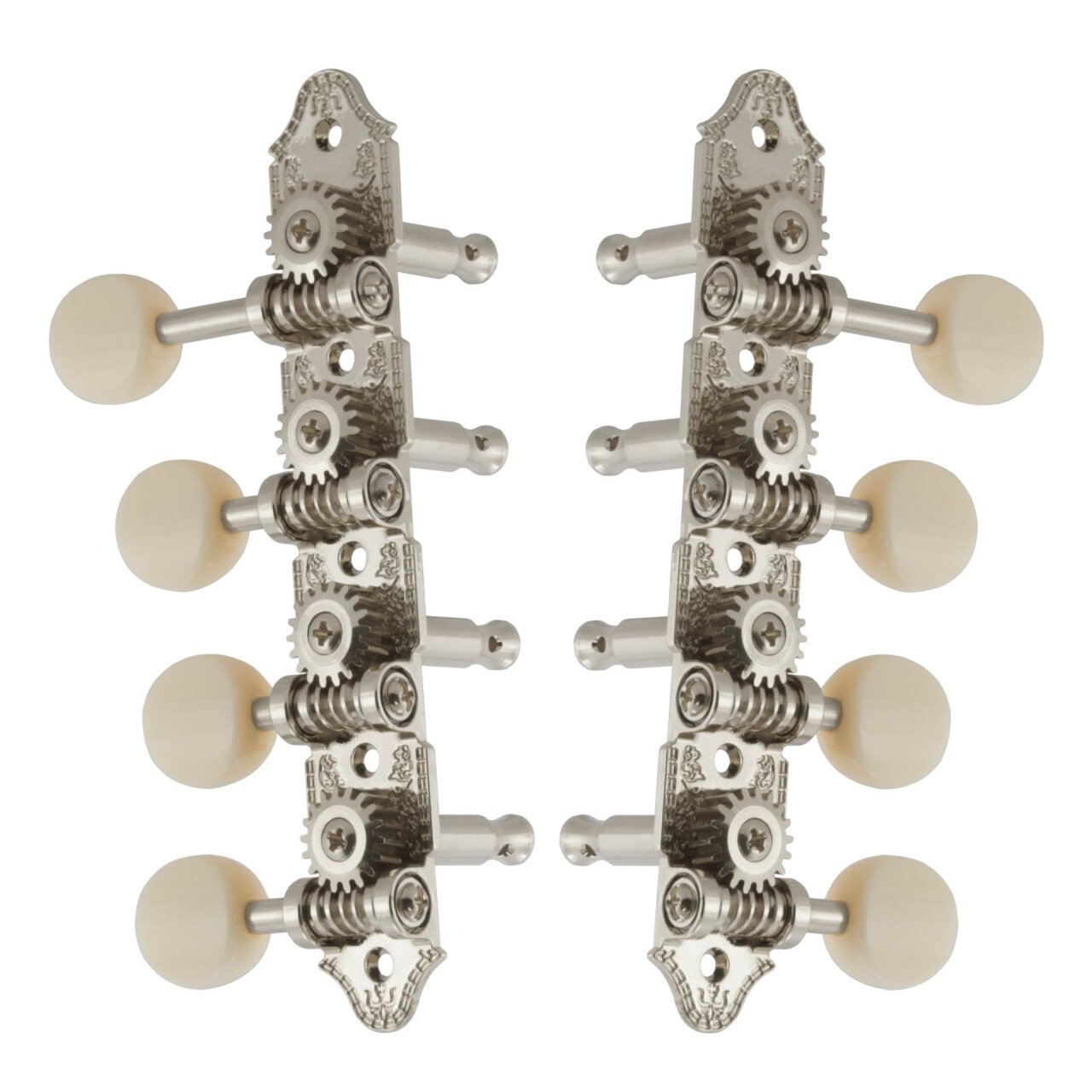409FVNW Professional Mandolin Machines with White Button, Vintage 4 + 4, for "F"-Style Mandolins - N